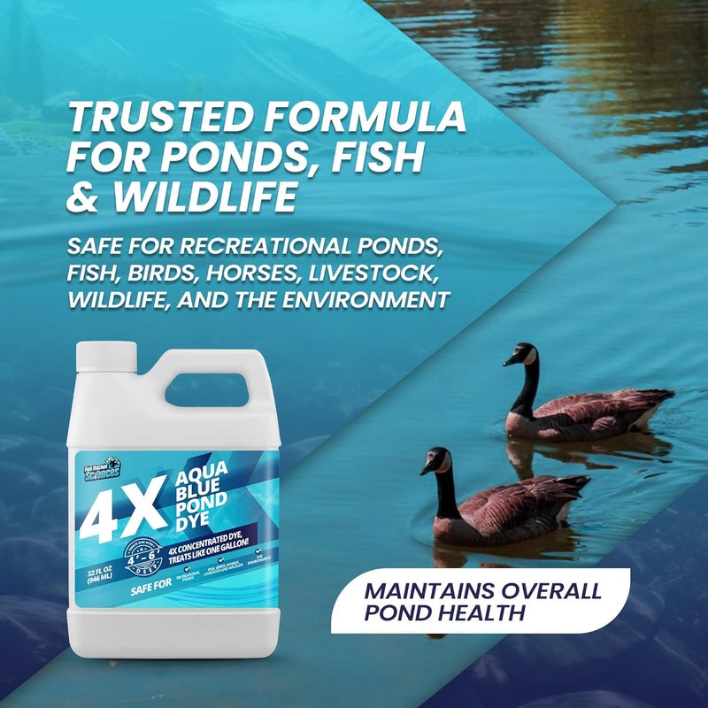Not Rocket Sciences 32oz Aqua Blue Pond Dye 4X Concentrate, Lake & Pond Dye Blue for Aqua Colored Water, Ideal Lake Colorant, Aquashade Colorant That Protects Against Sunlight - Ideal for Fish and Wildlife - Image 5